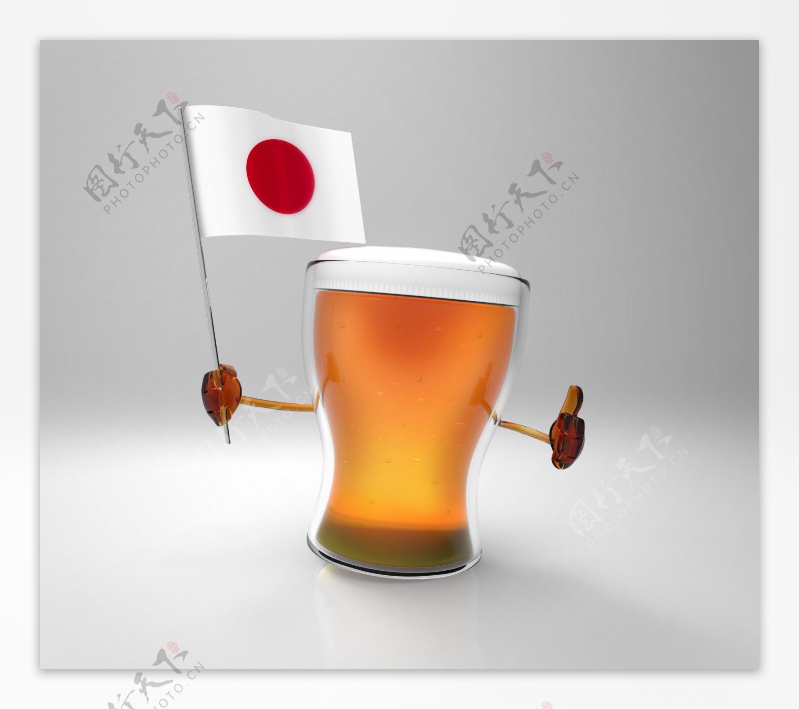 拿着日本国旗的啤酒图片