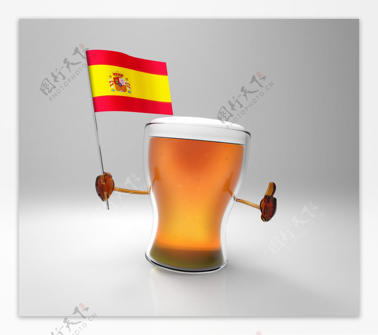 西班牙国旗与啤酒图片