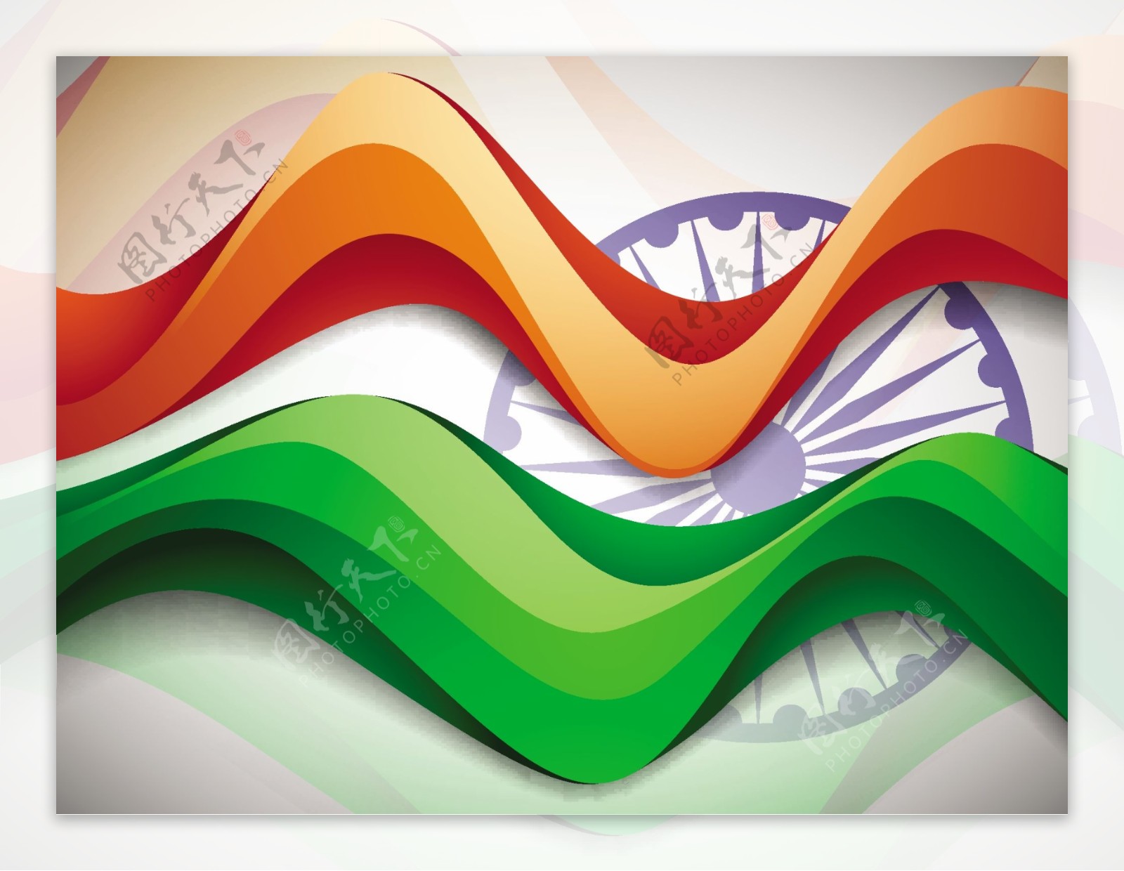 印度国旗背景波模式