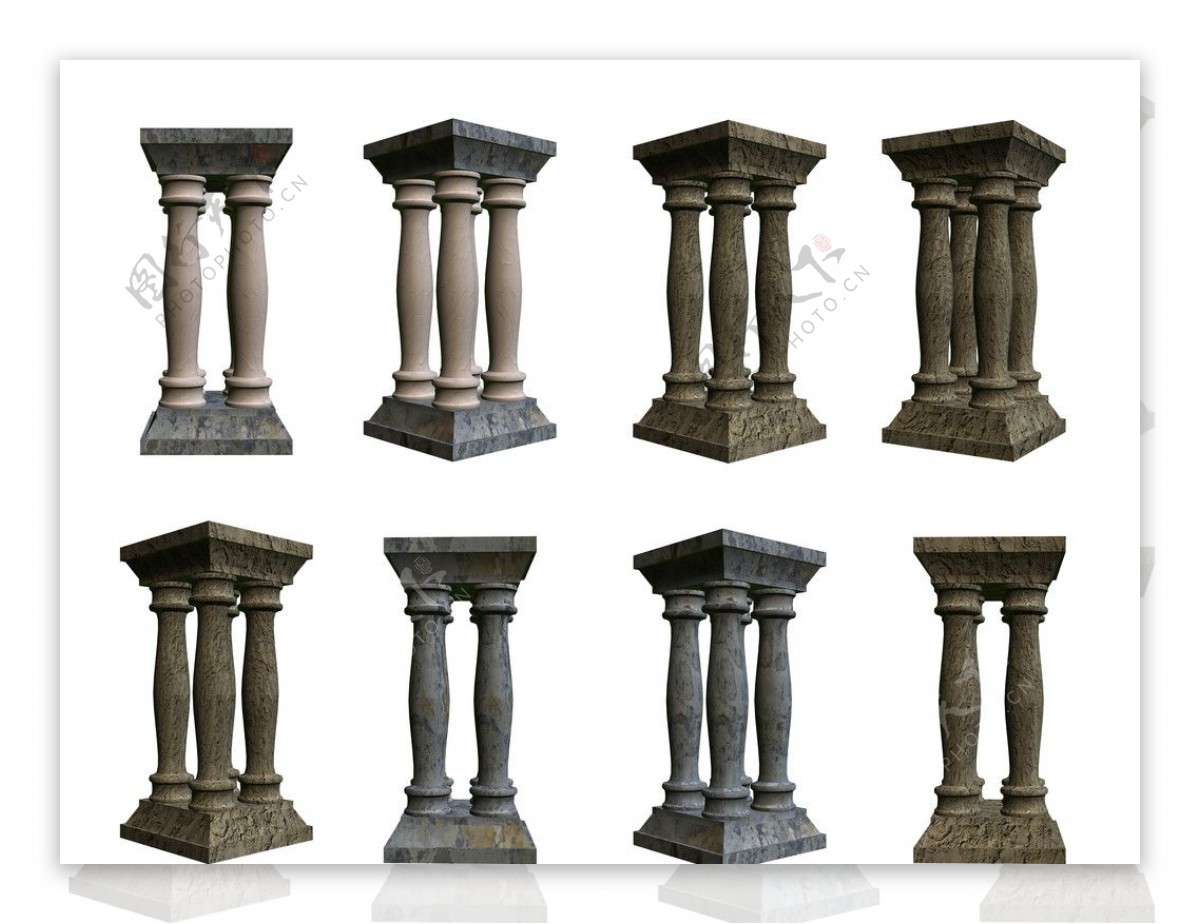 八款欧式石柱分层素材