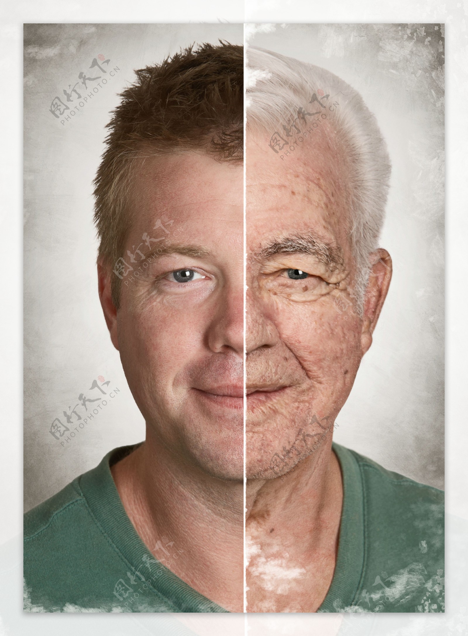 男性肌肤老化对比图图片