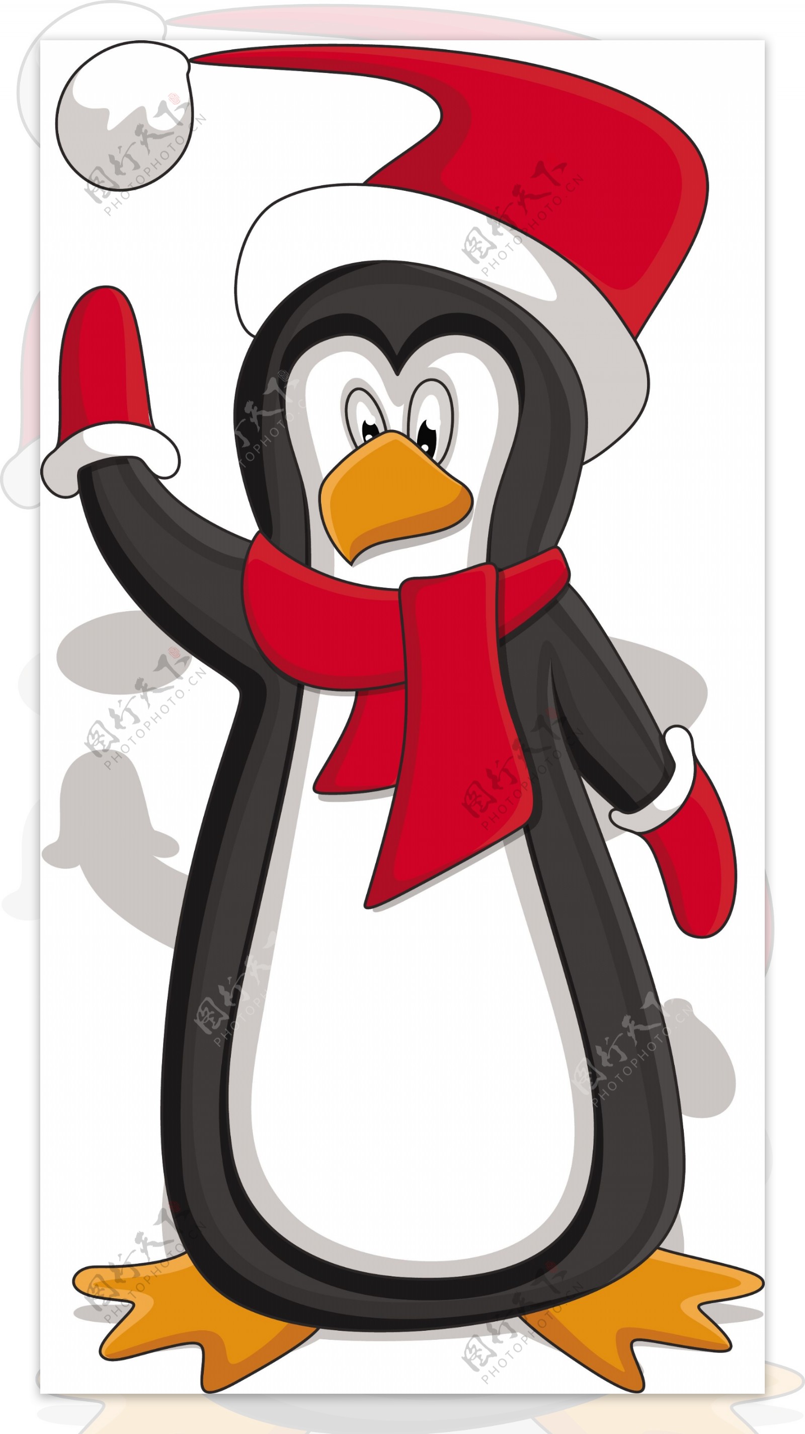 企鹅圣诞节矢量插画