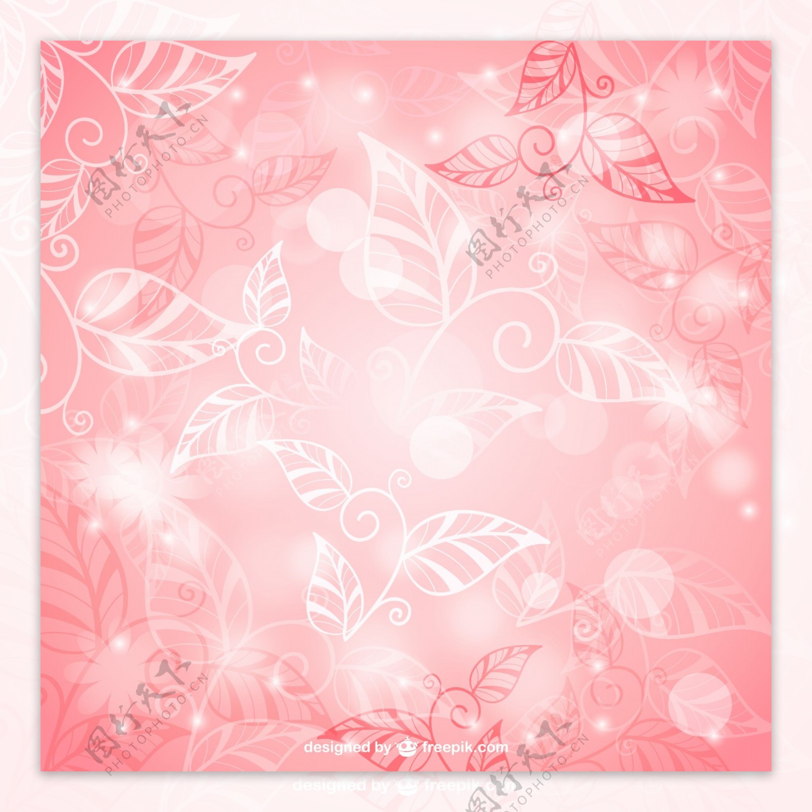 粉色叶形花纹背景矢量素材