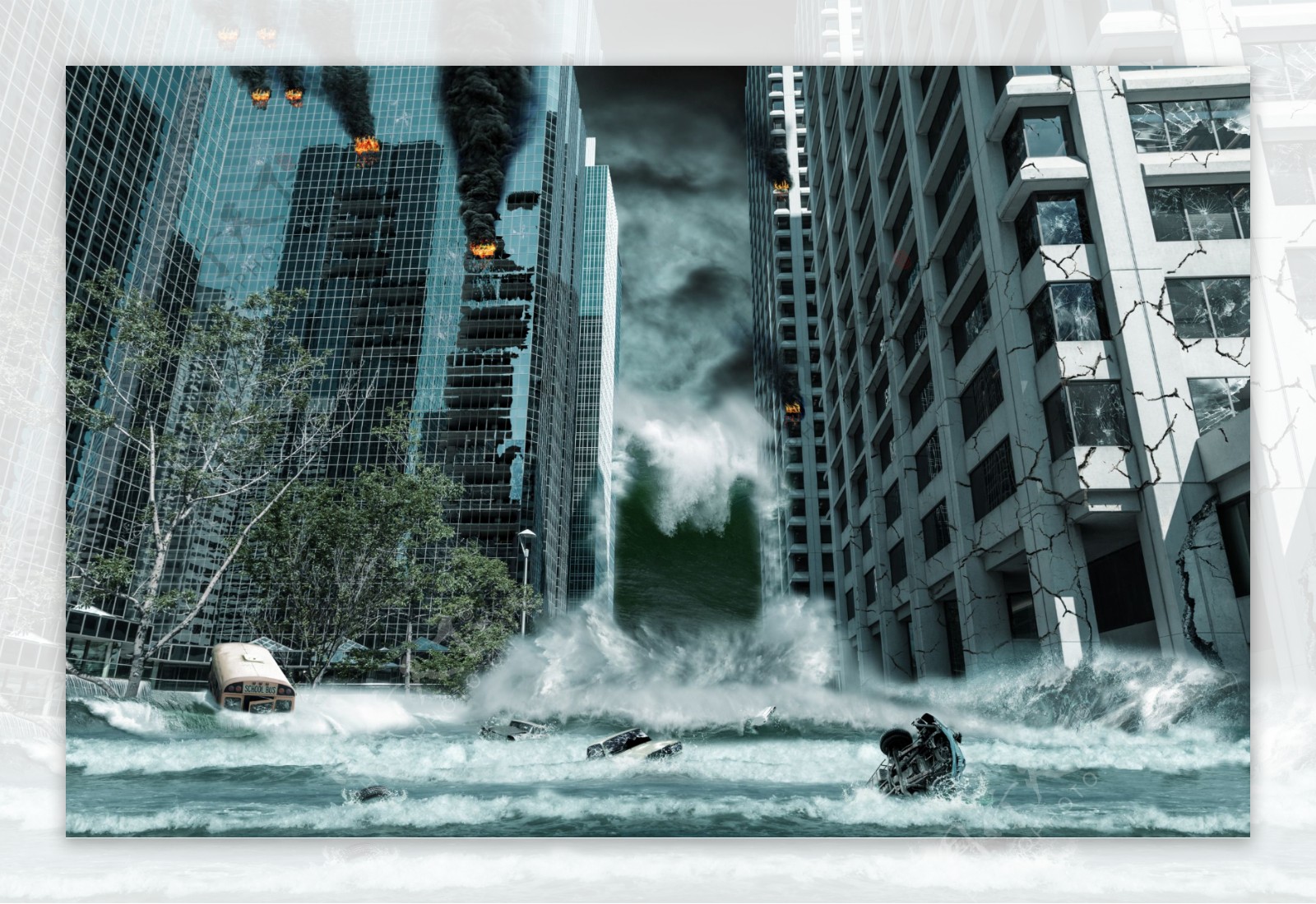 大海淹没的城市图片