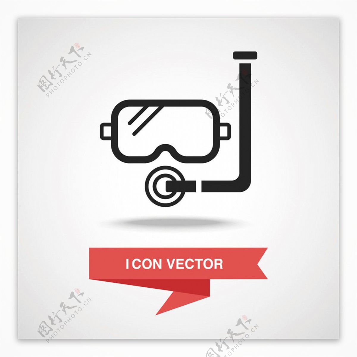 潜水眼镜图标与标签图片