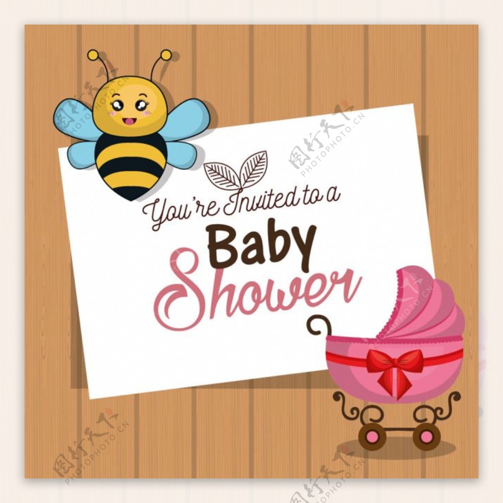 婴儿车蜜蜂卡片图片