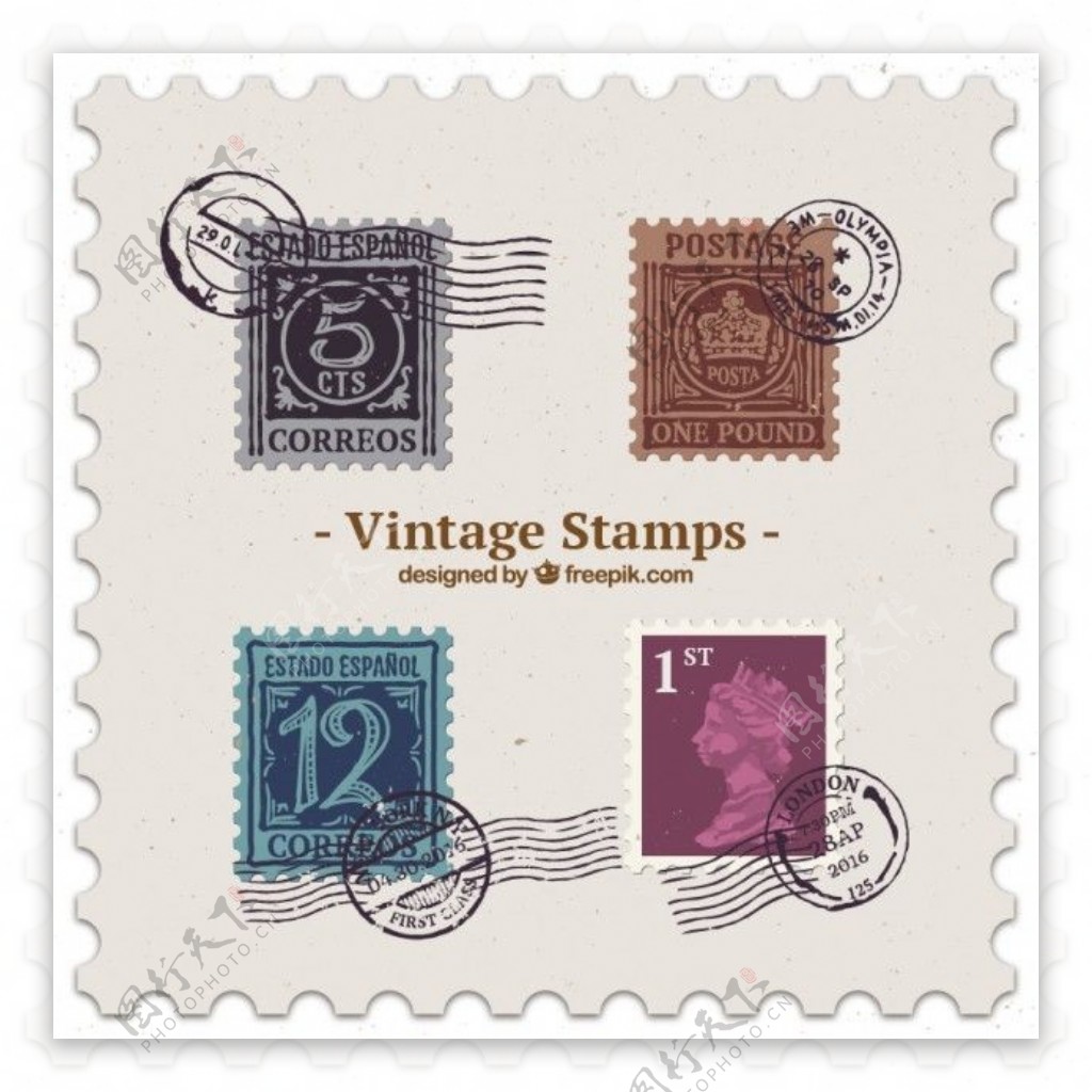 老式邮票包装的颜色
