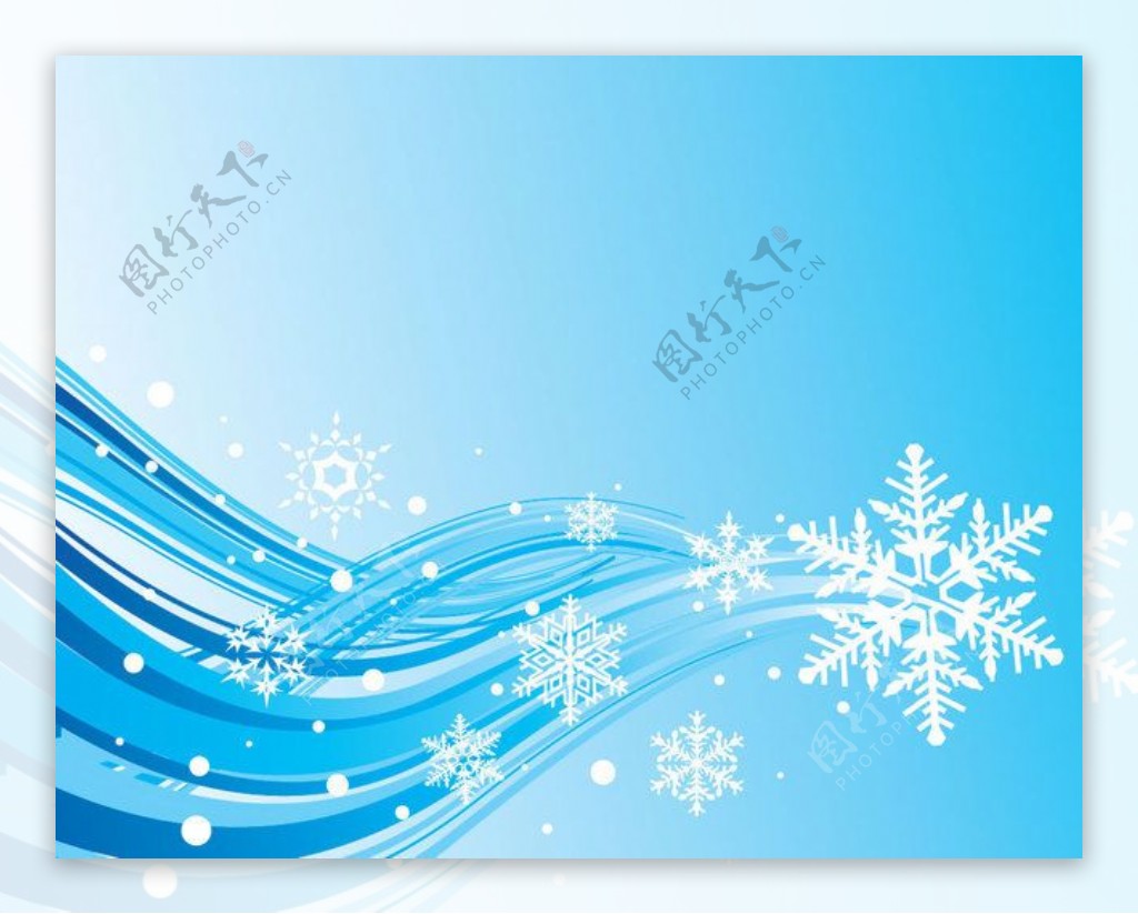 简单的蓝色波浪和雪花圣诞背景