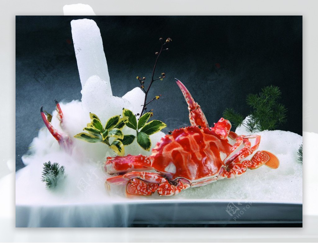 冻红花蟹图片