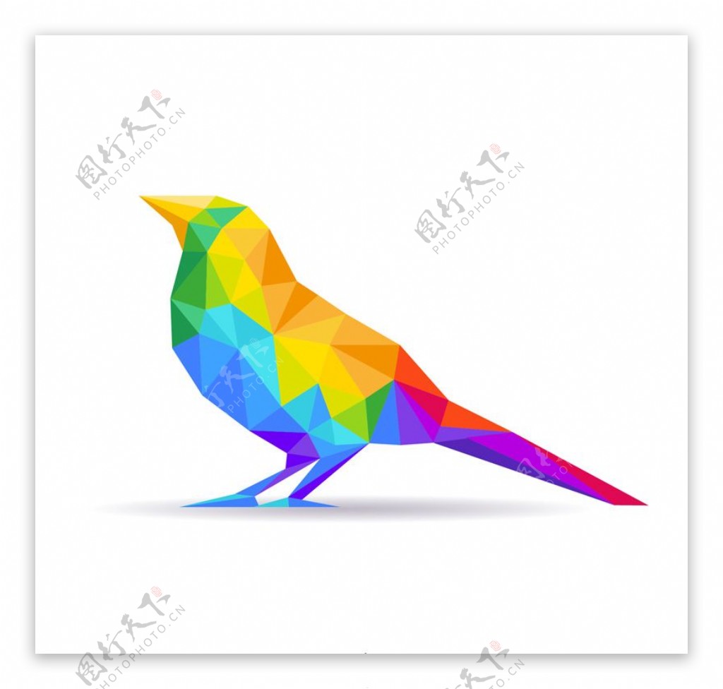彩色抽象鸟矢量素材AI