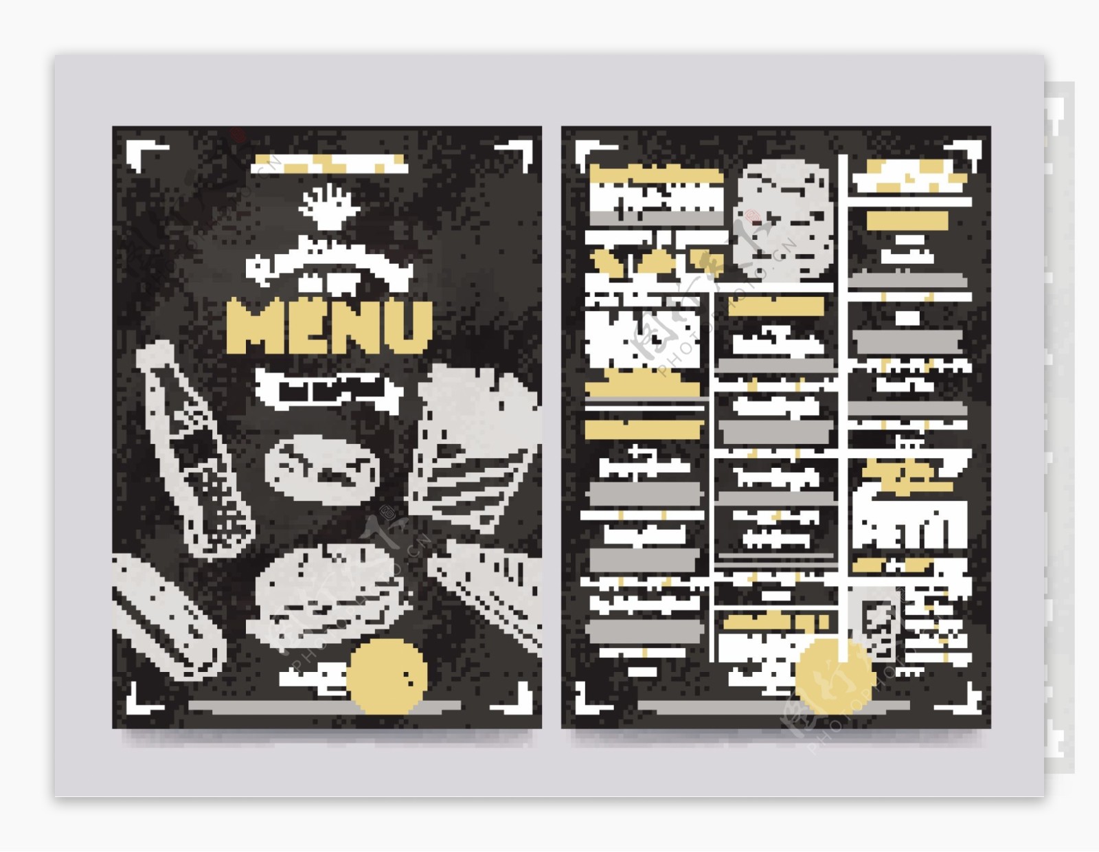 简约时尚快餐类矢量餐厅菜单设计素材EPS