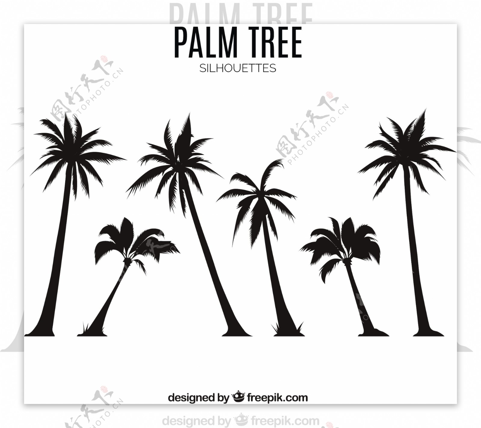 棕榈树剪影效果矢量素材