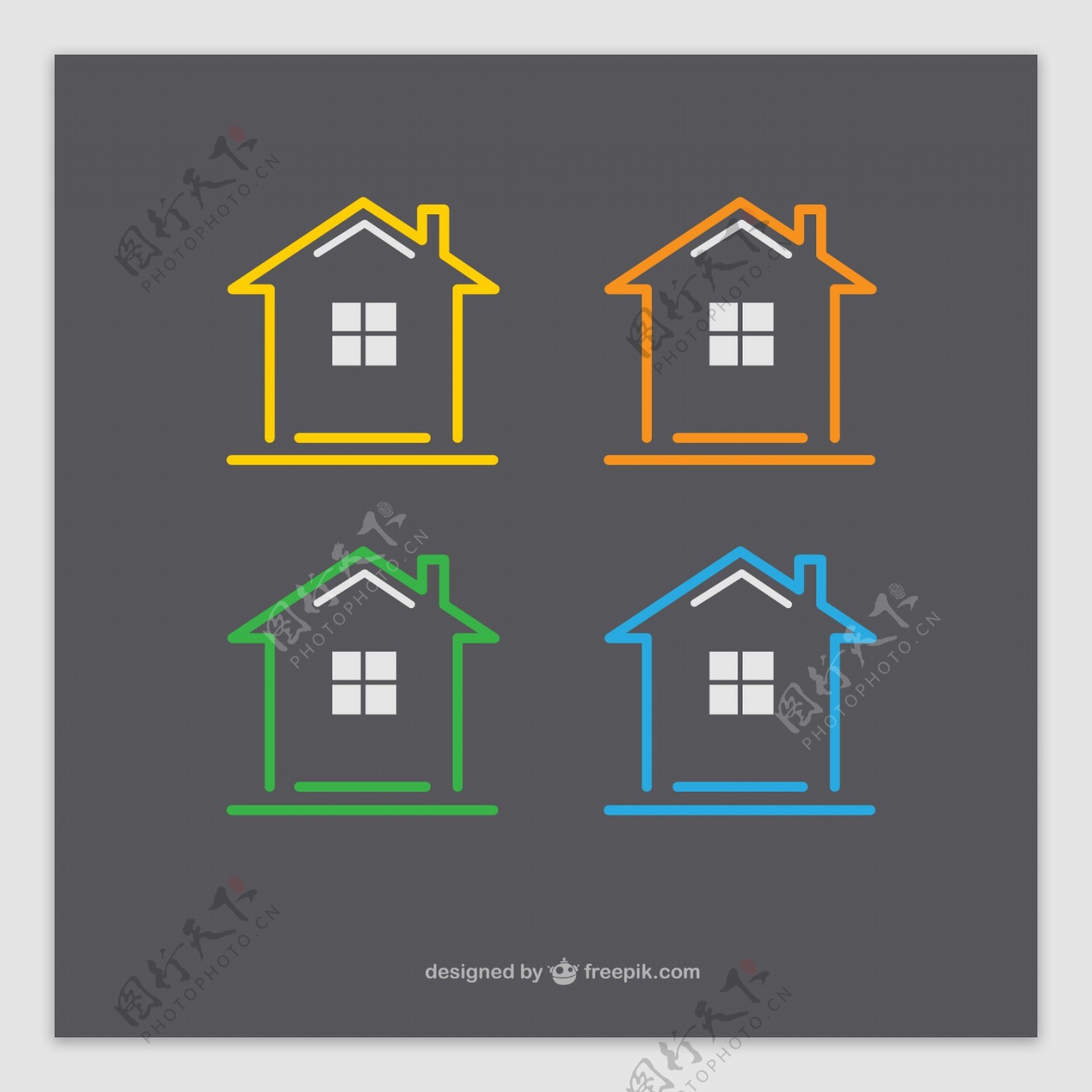 4种彩色房屋标志矢量图