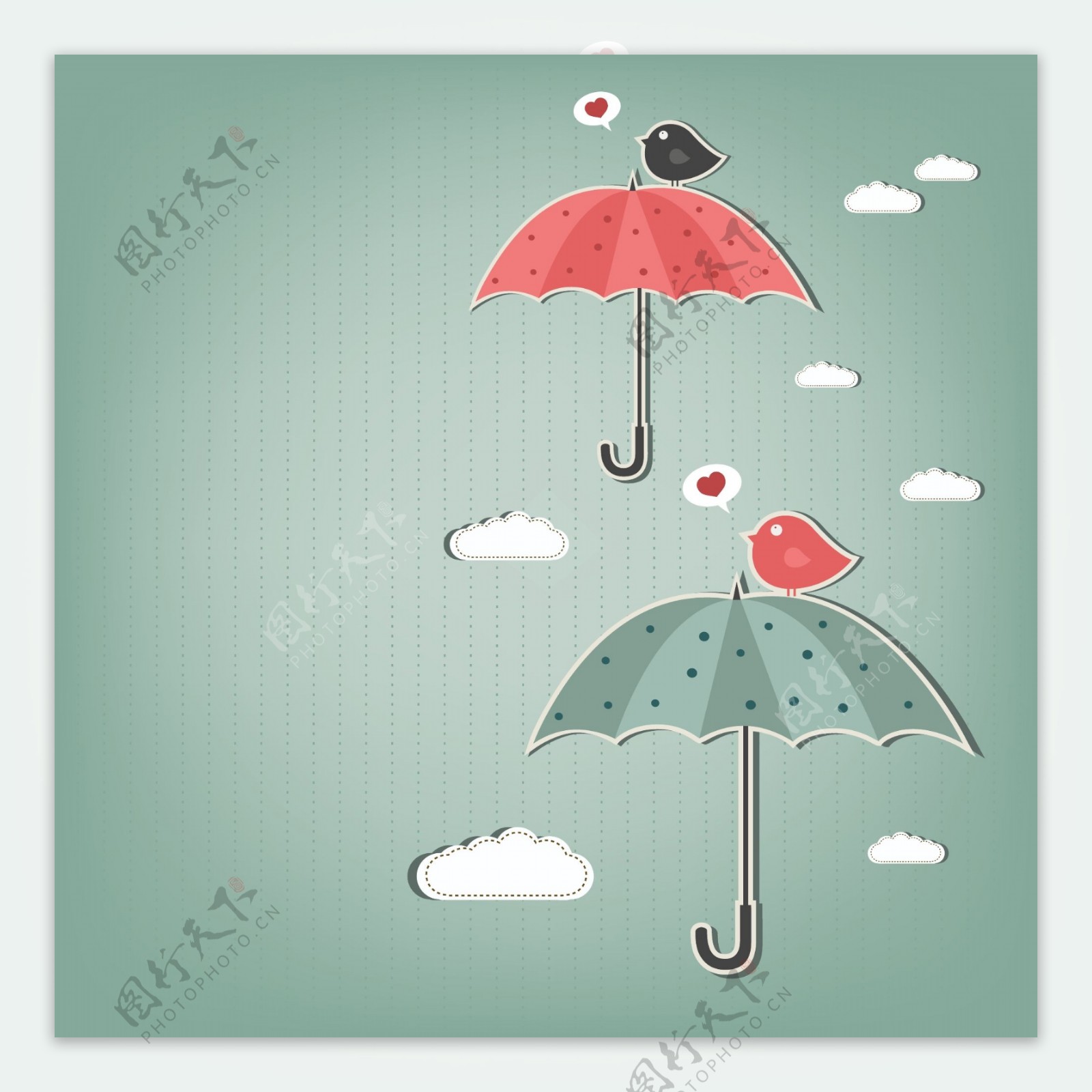雨伞上的小鸟
