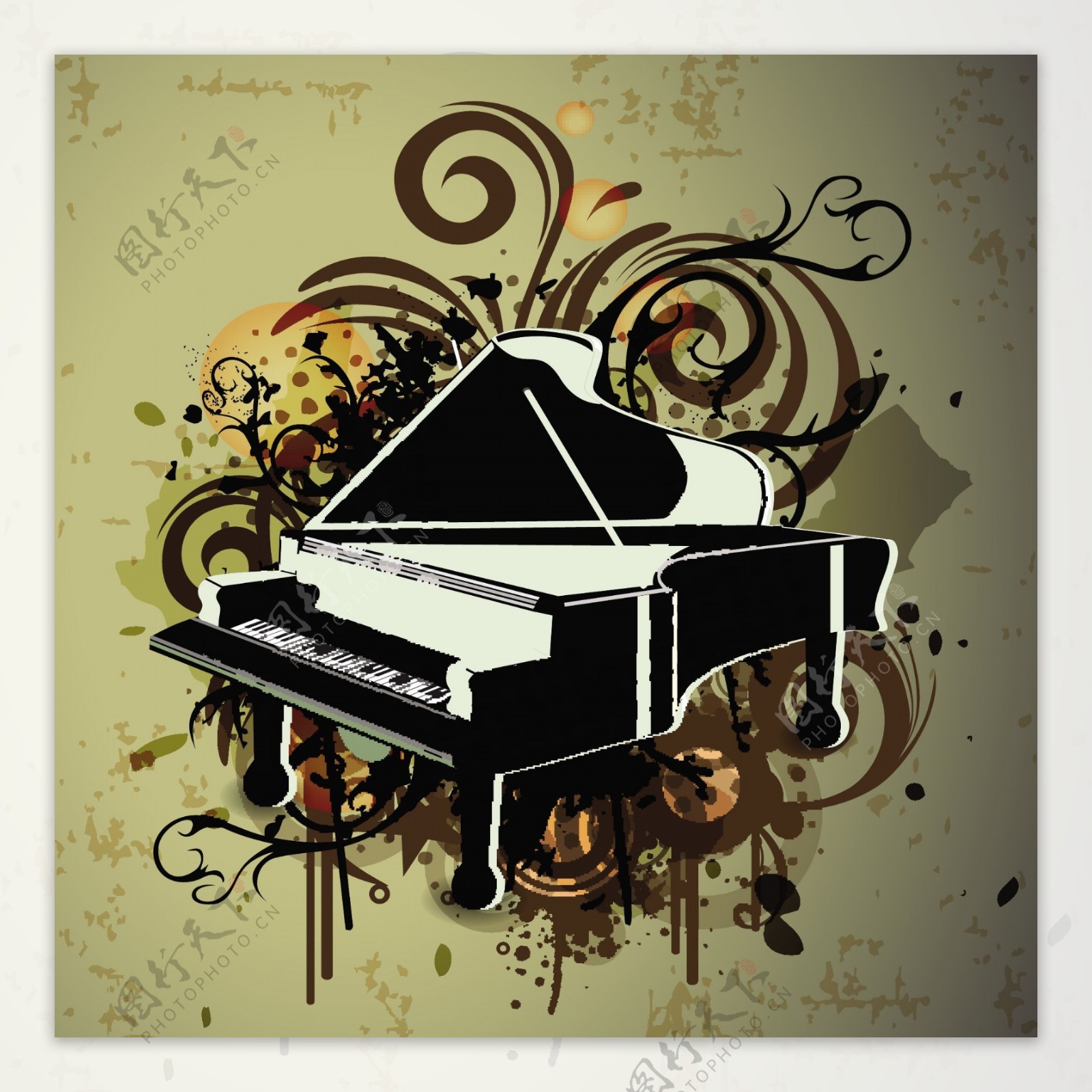 复古蹩脚的图案的钢琴