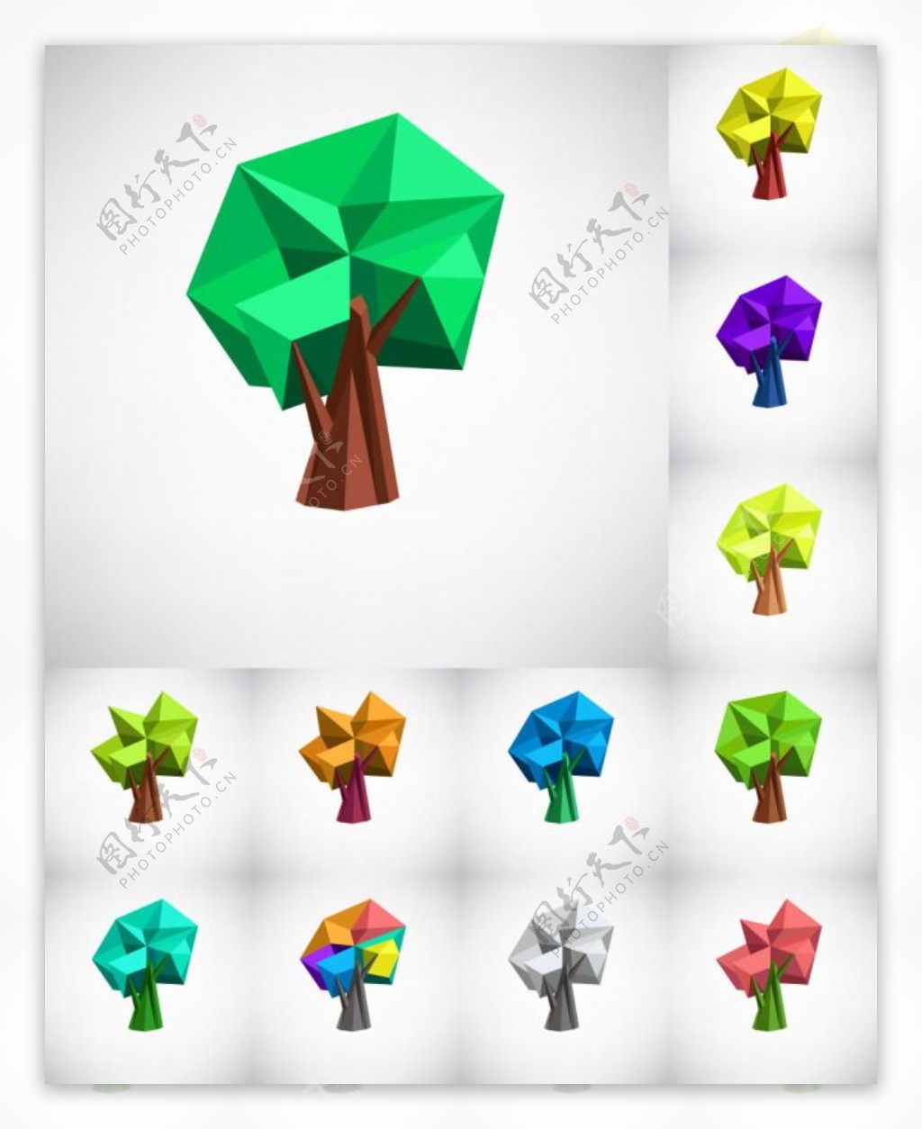 几何图形树矢量插画素材