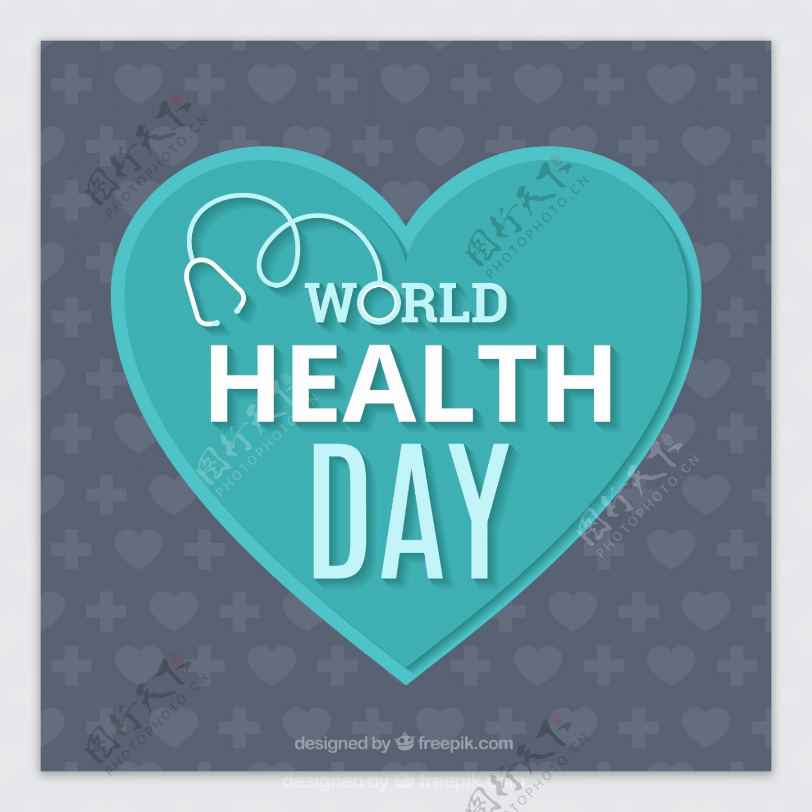 世界健康日背景有一个蓝色的心