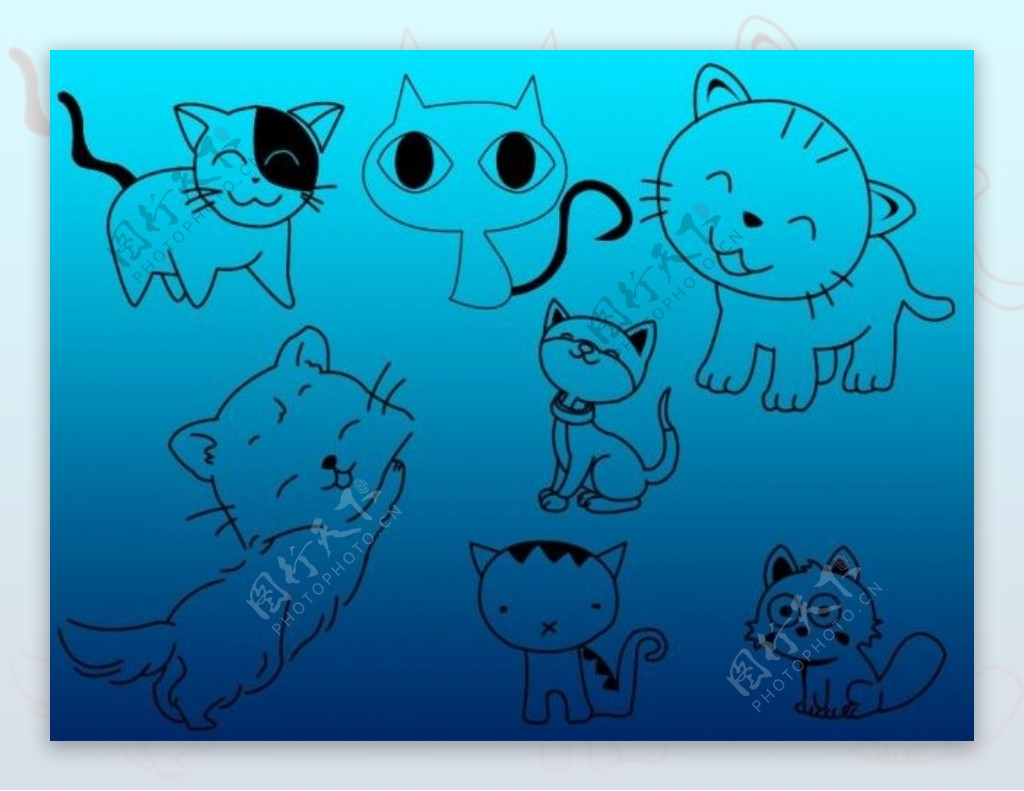 可爱手绘线条猫猫笔刷