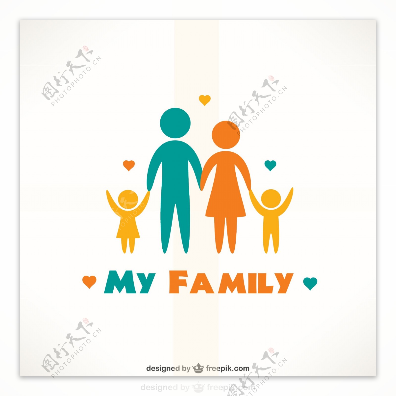 彩色我的家人物标志矢量素材图片