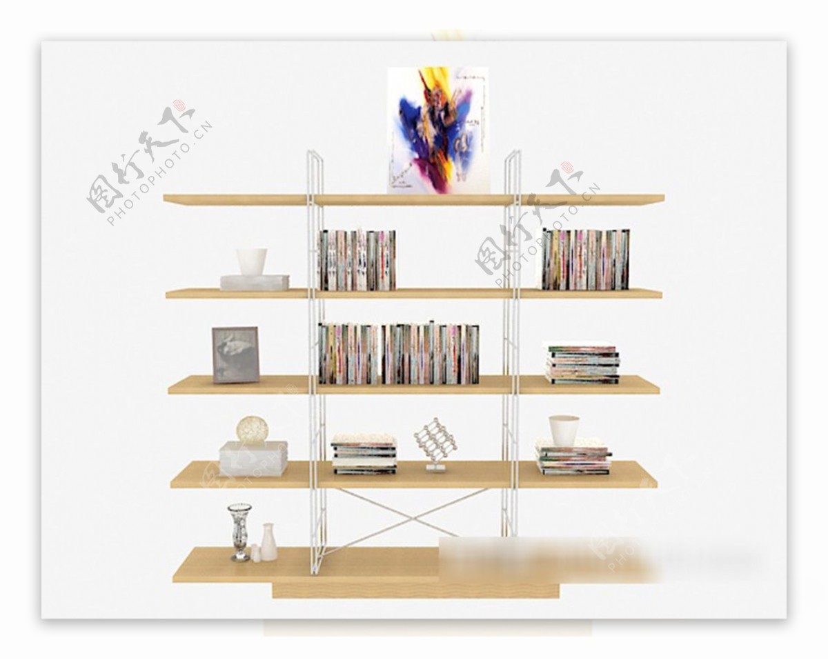 现代居家简单书柜3d模型下载