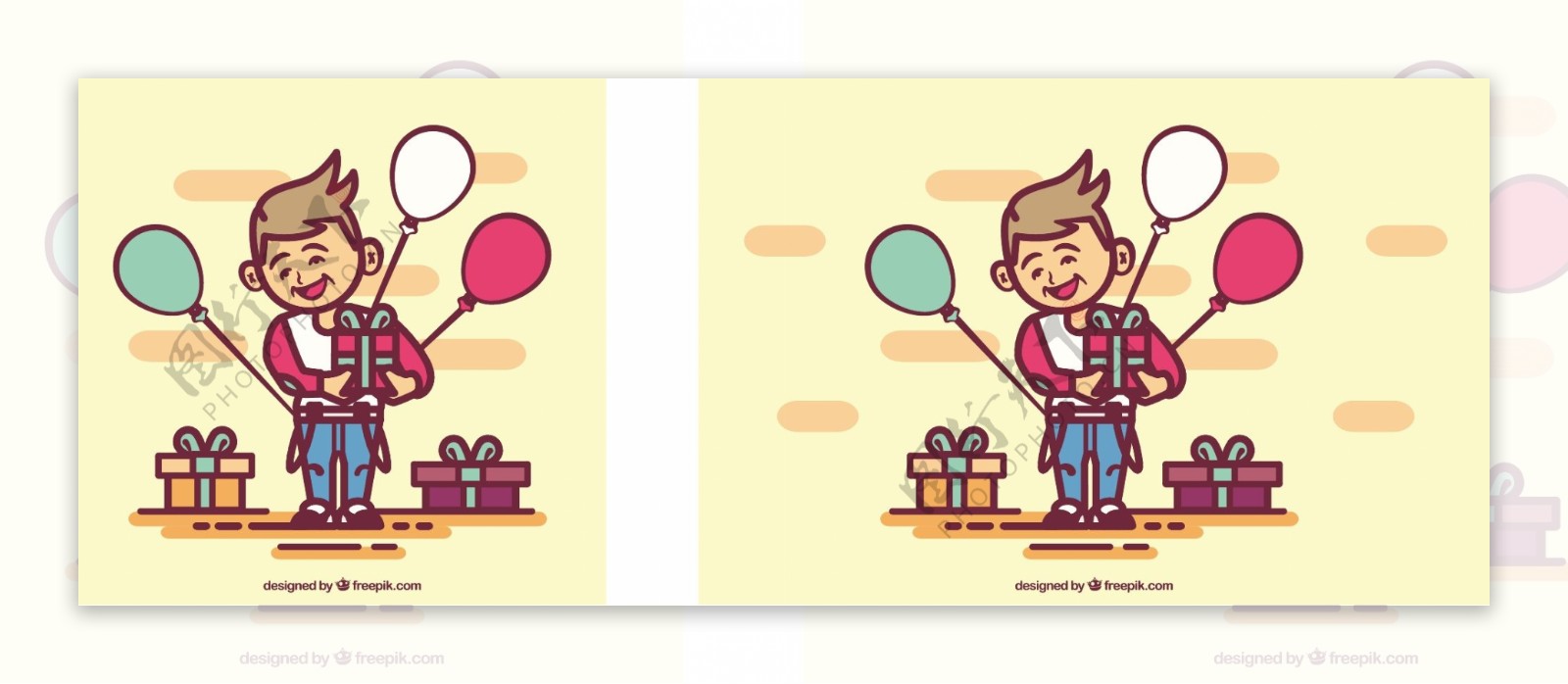 带礼物和气球的快乐儿童背景