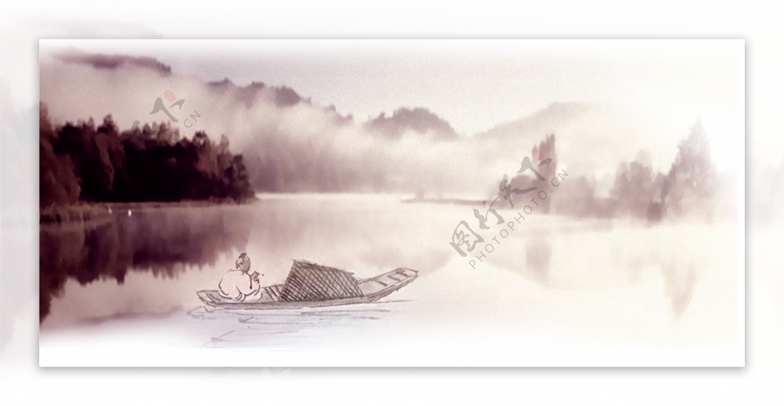 唯美山水中国画背景图