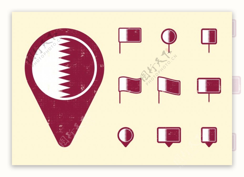 卡塔尔国旗和针