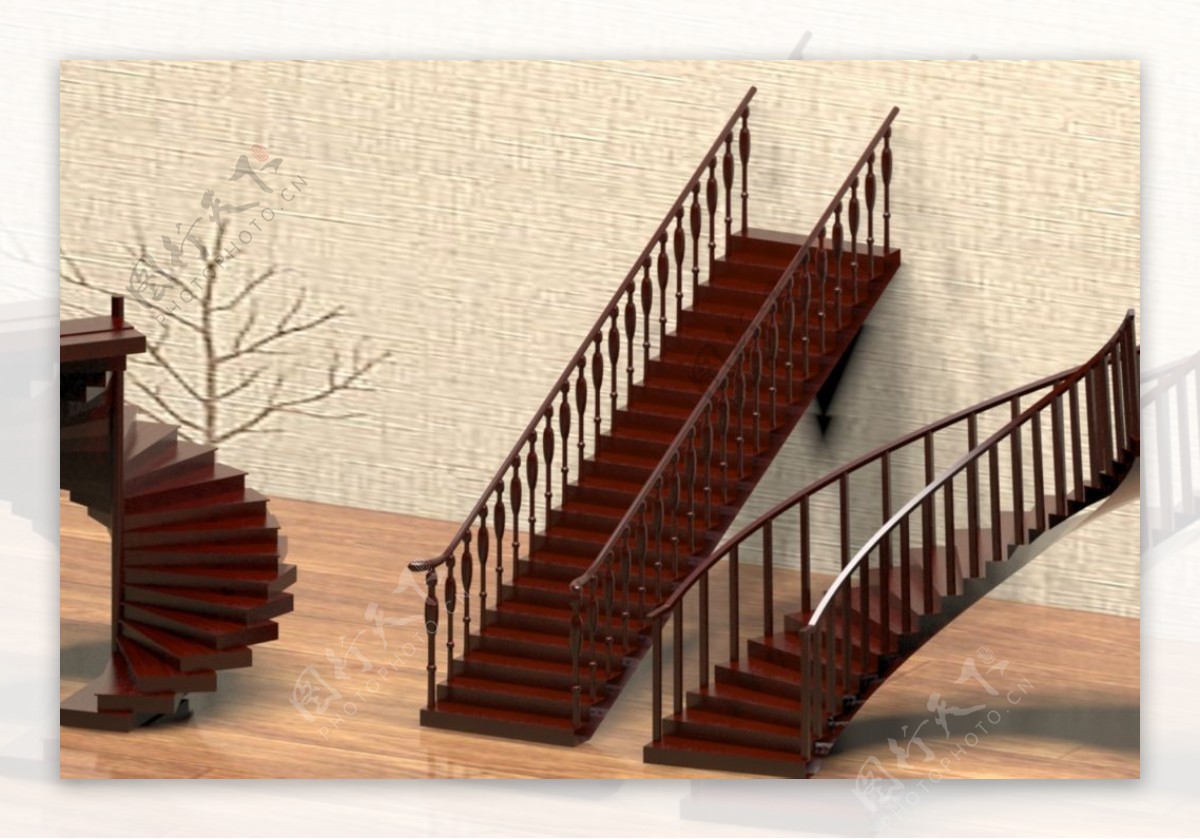 3D实木楼梯素材