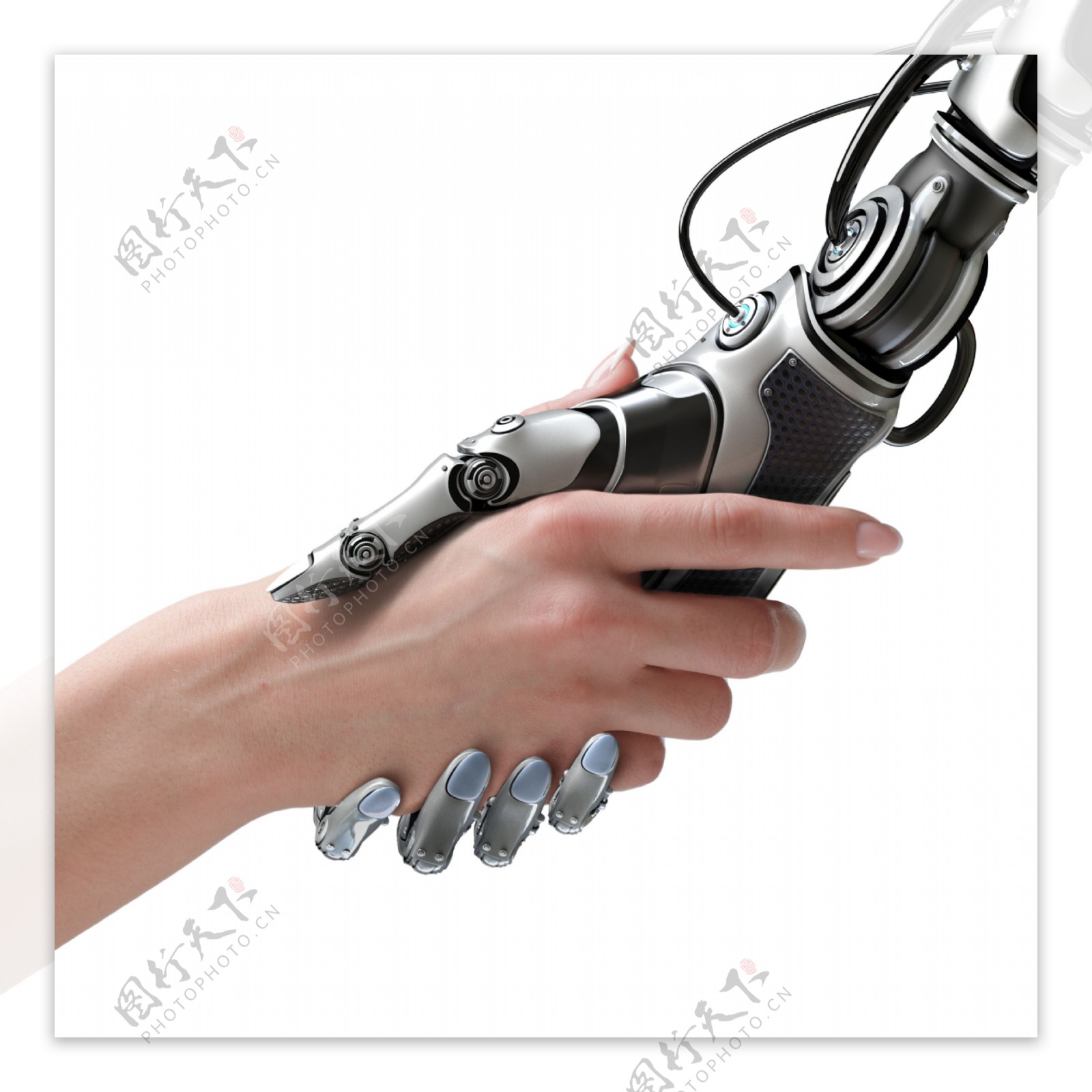 和人类握手的机器人图片