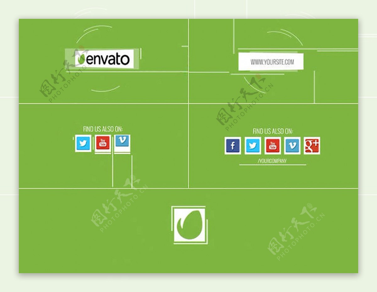 简约的扁平化社交媒体图标演绎设计AE模板