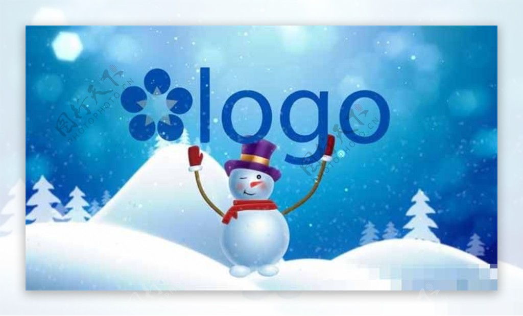 雪人logo演绎动画AE模板