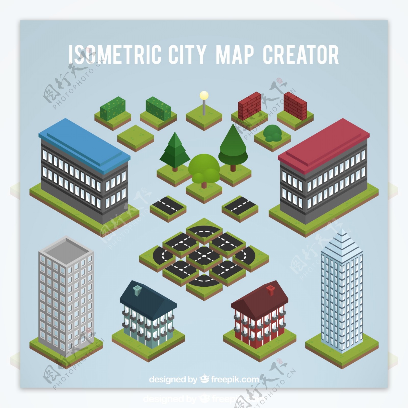 元素创建一个城市地图等距视图