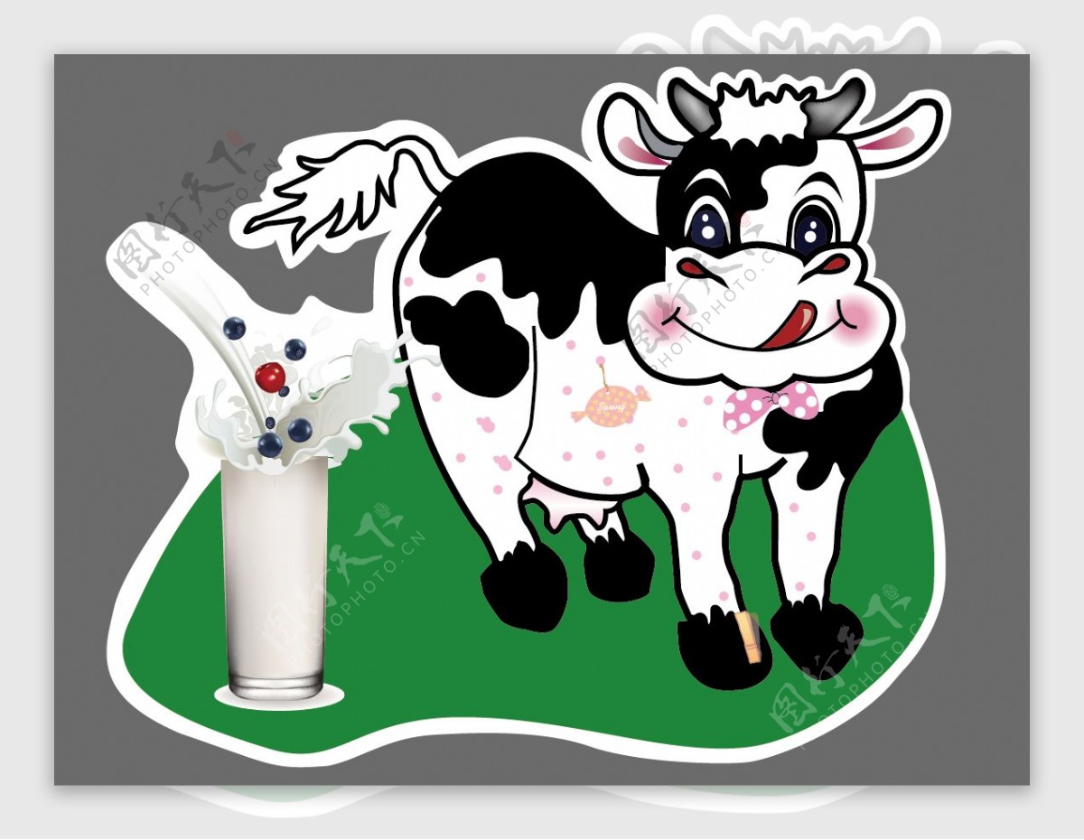 卡通奶牛贴画图片