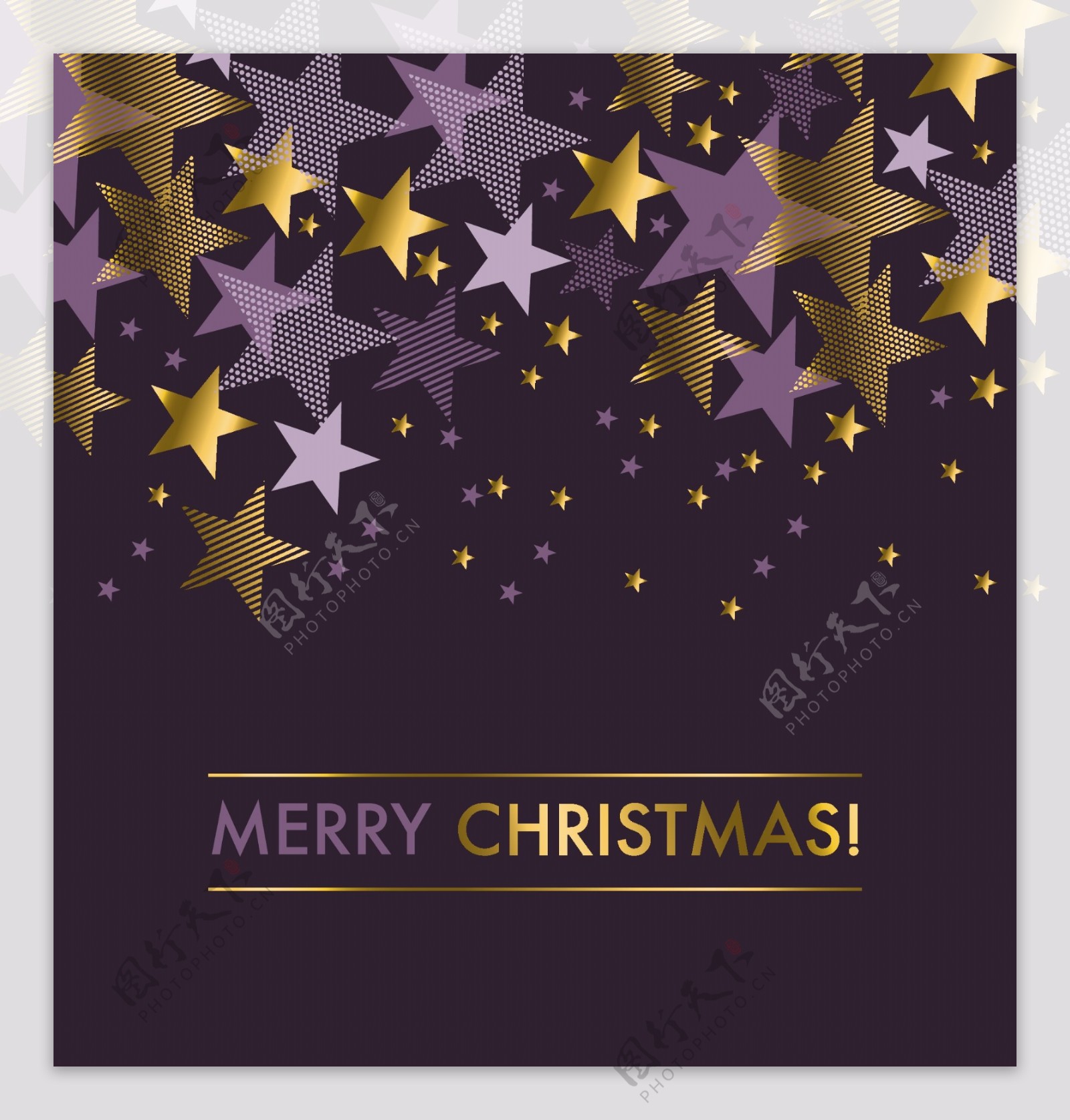 紫色五角星精致圣诞节底纹素材