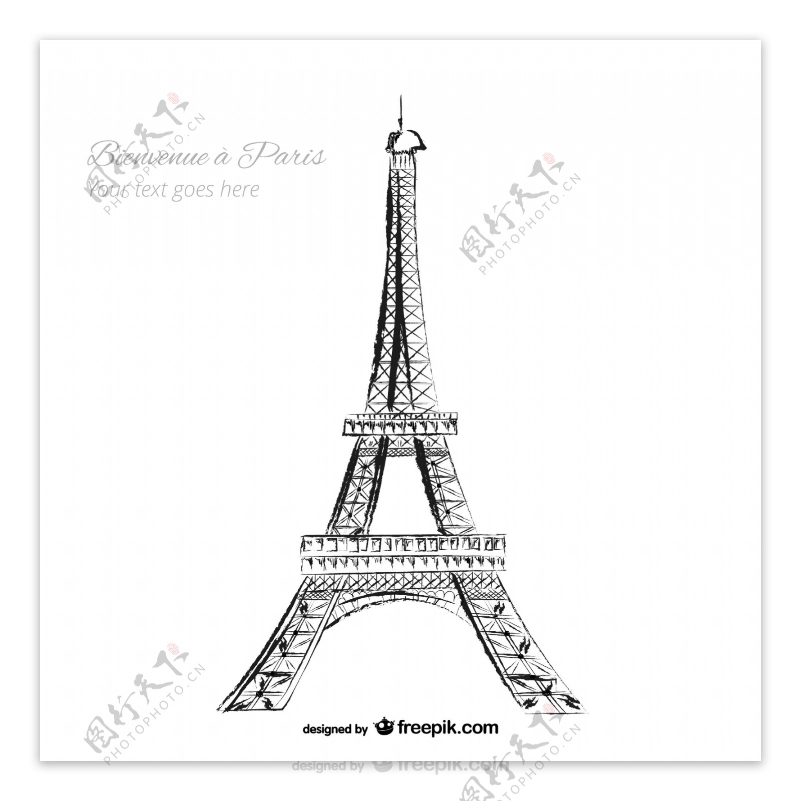 手绘巴黎铁塔图片素材-编号24883476-图行天下