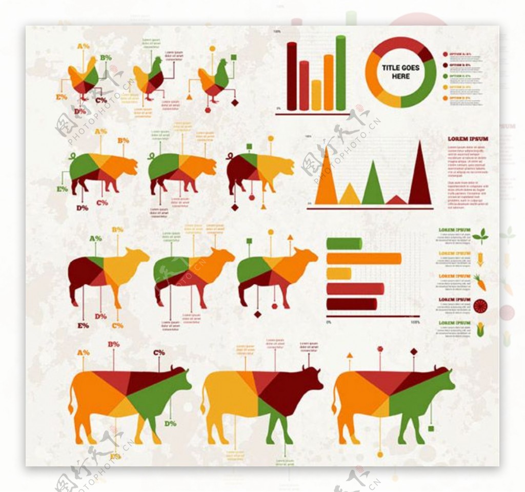 畜牧产品商务信息图矢量素材