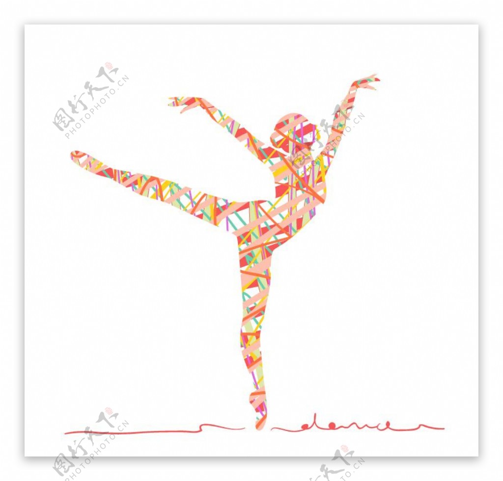 彩色抽象芭蕾舞女子剪影