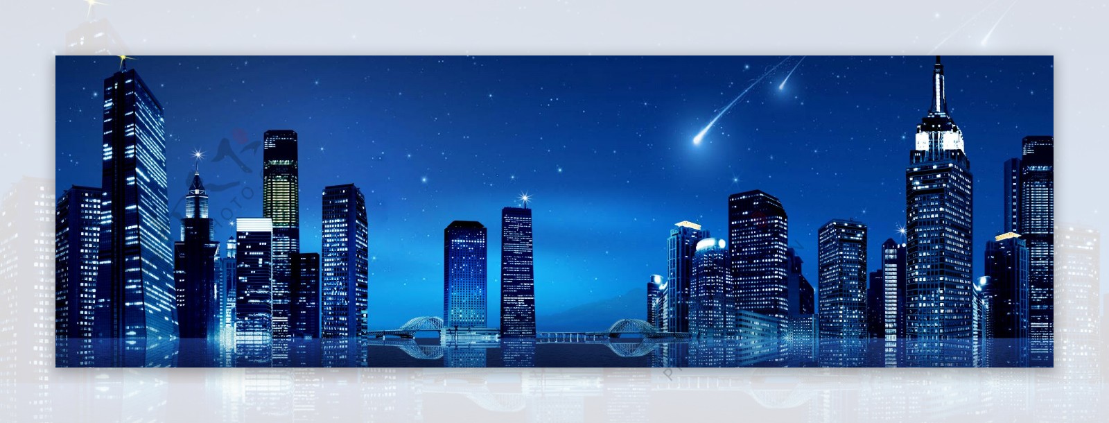 大气现代都市夜景淘宝海报背景
