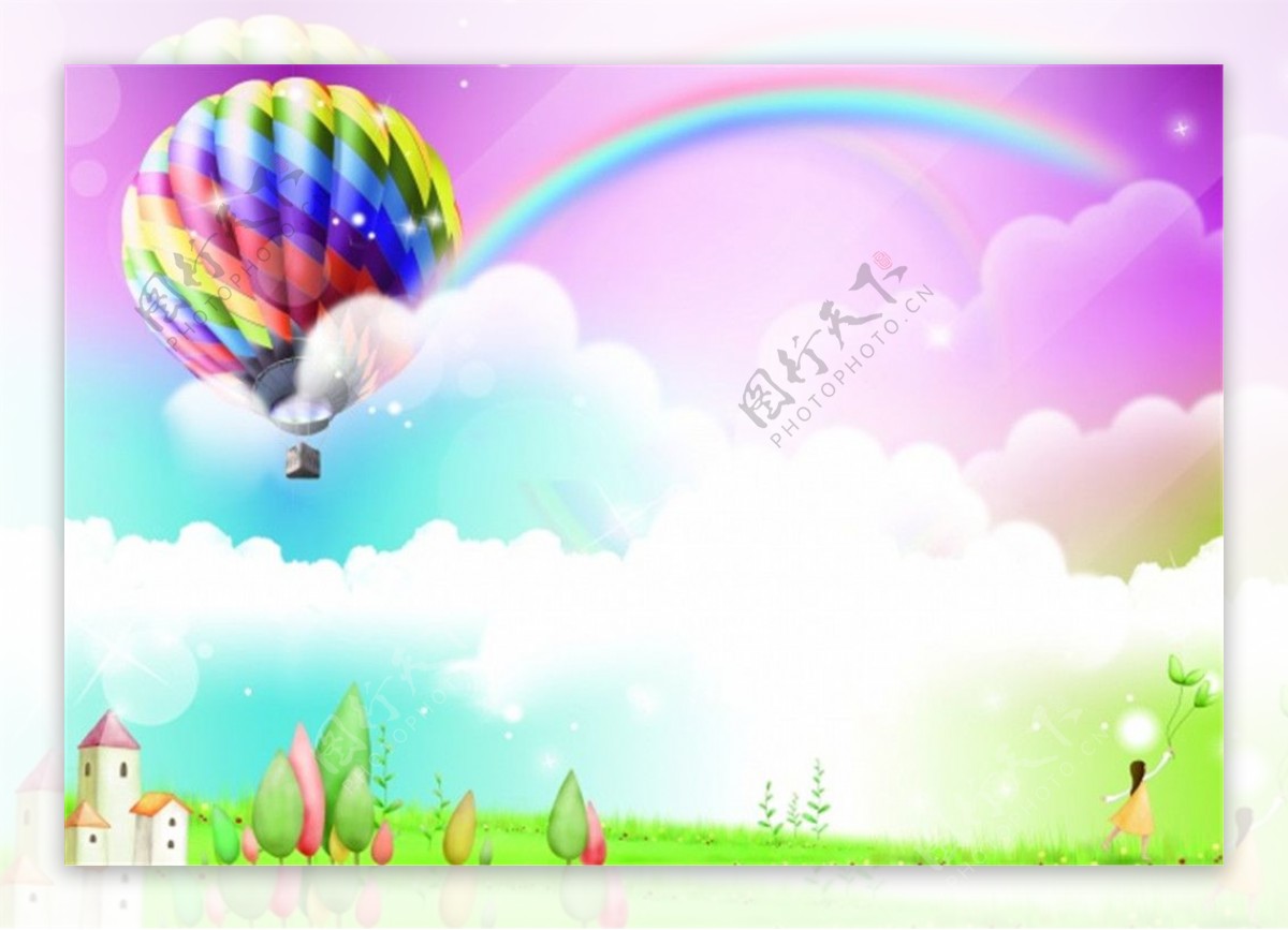 彩虹气球海报背景图