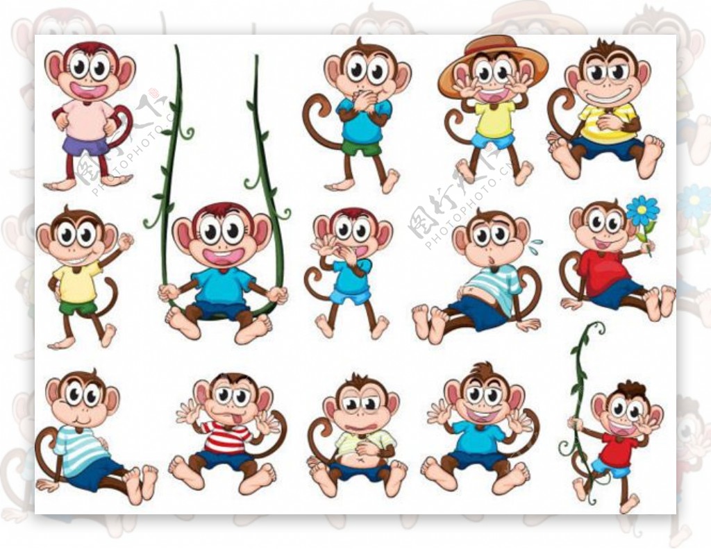 卡通小猴子图片大全eps素材下载
