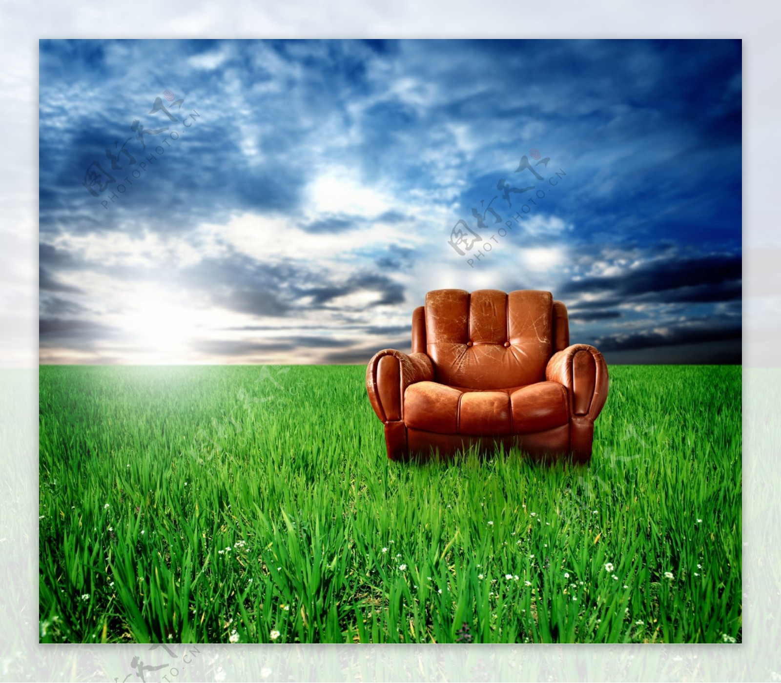 草地上的欧式椅子