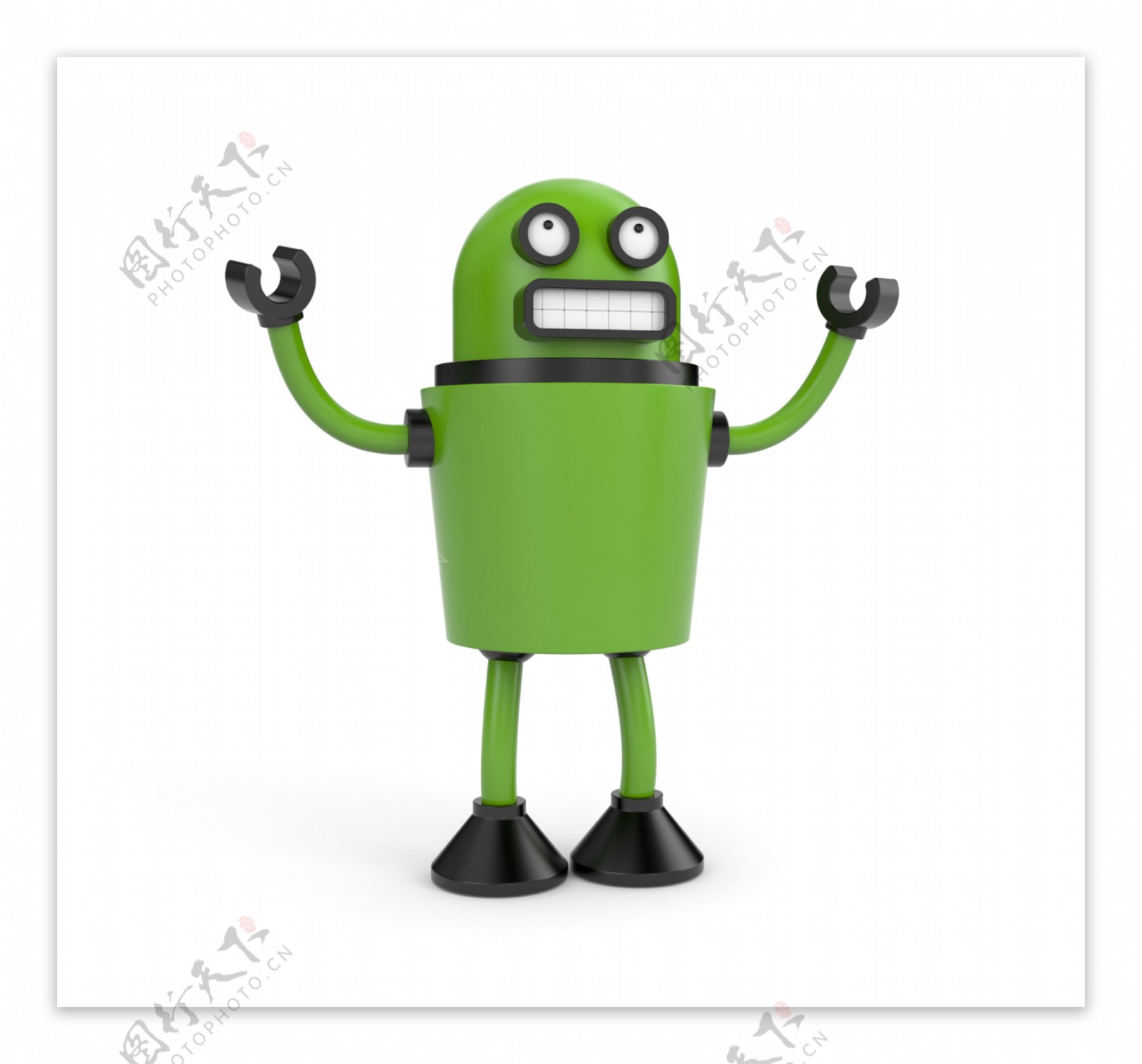 张开双臂的绿色机器人
