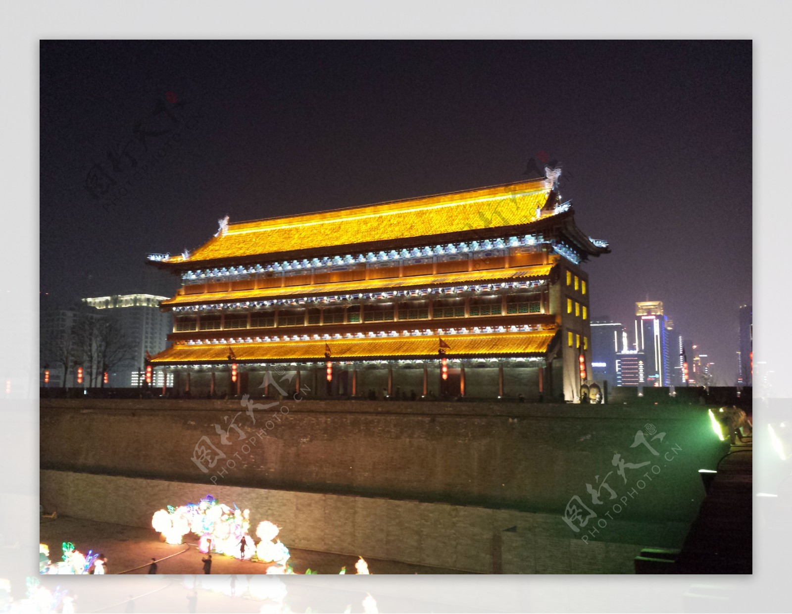 西安城门夜景图片