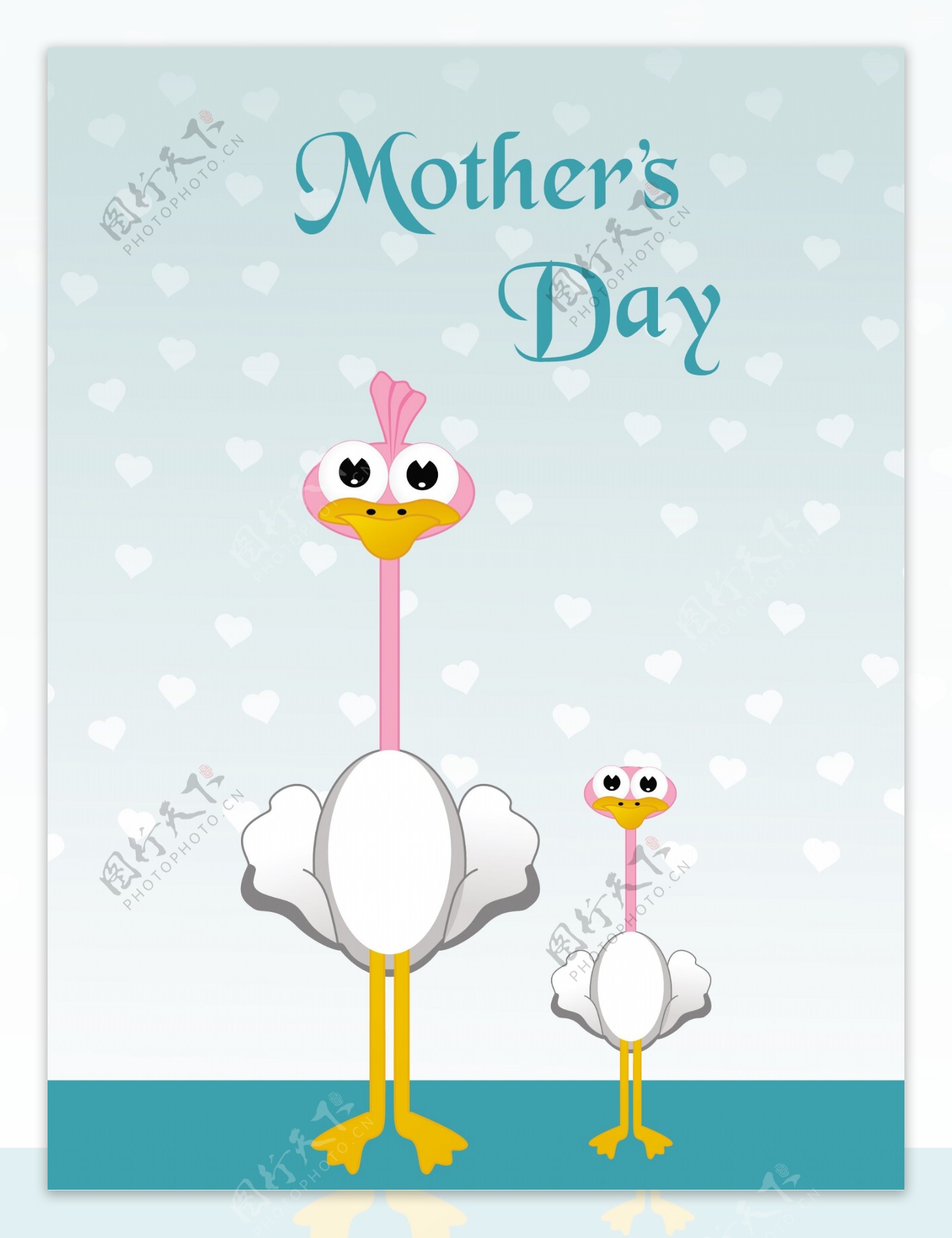 母亲节可爱的鸭子和杜克勒插图