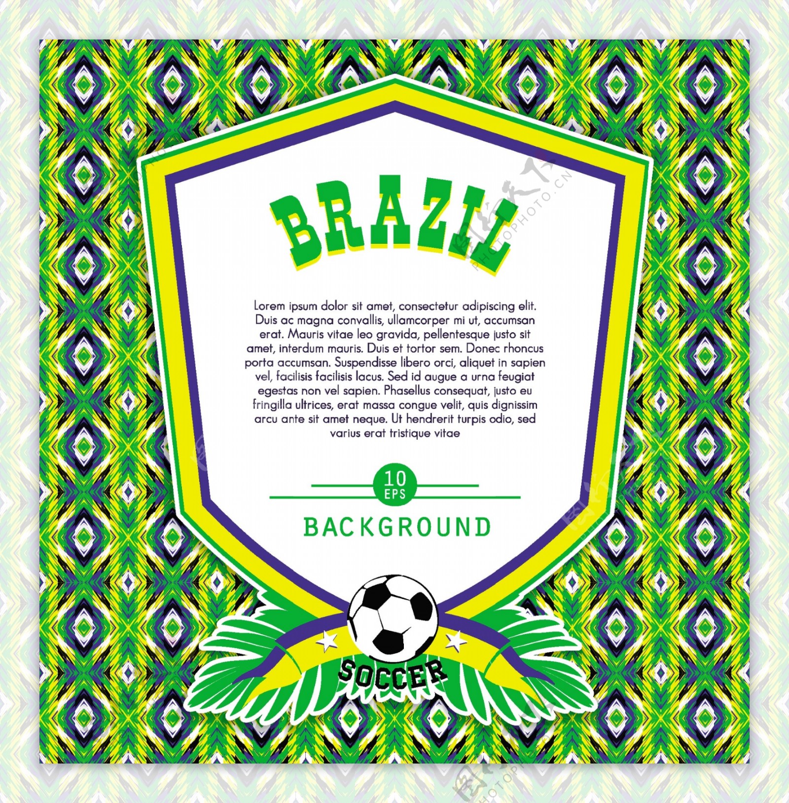 彩色背景的巴西徽章模板