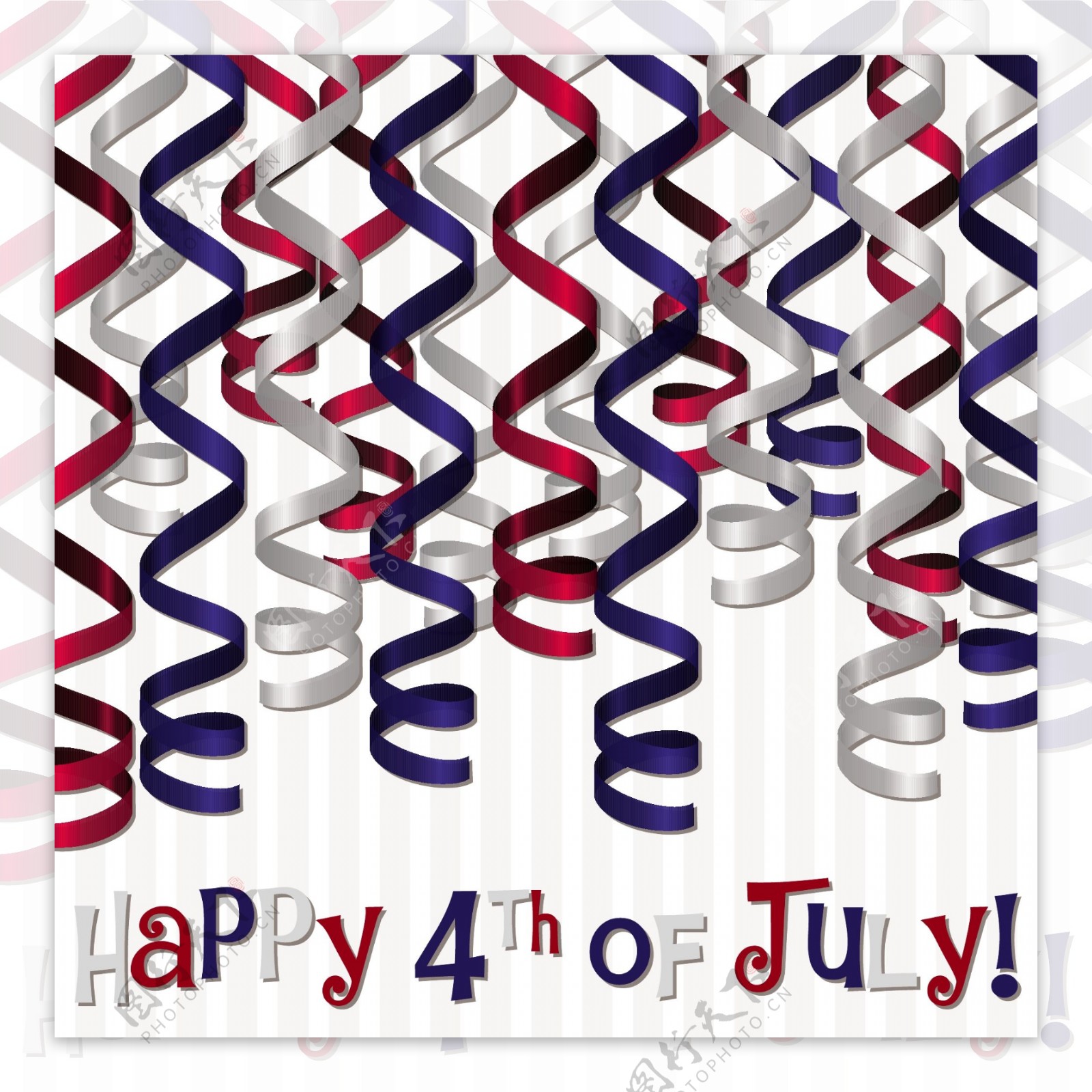 独立日快乐冰壶丝带卡片矢量格式