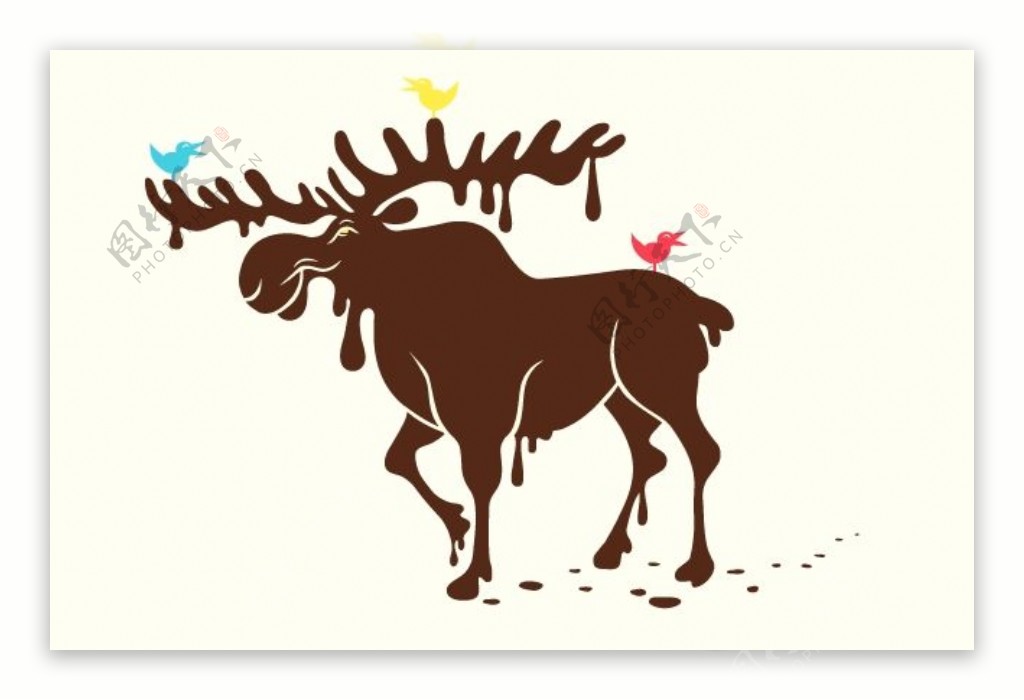 位图插画动物麋鹿色彩免费素材
