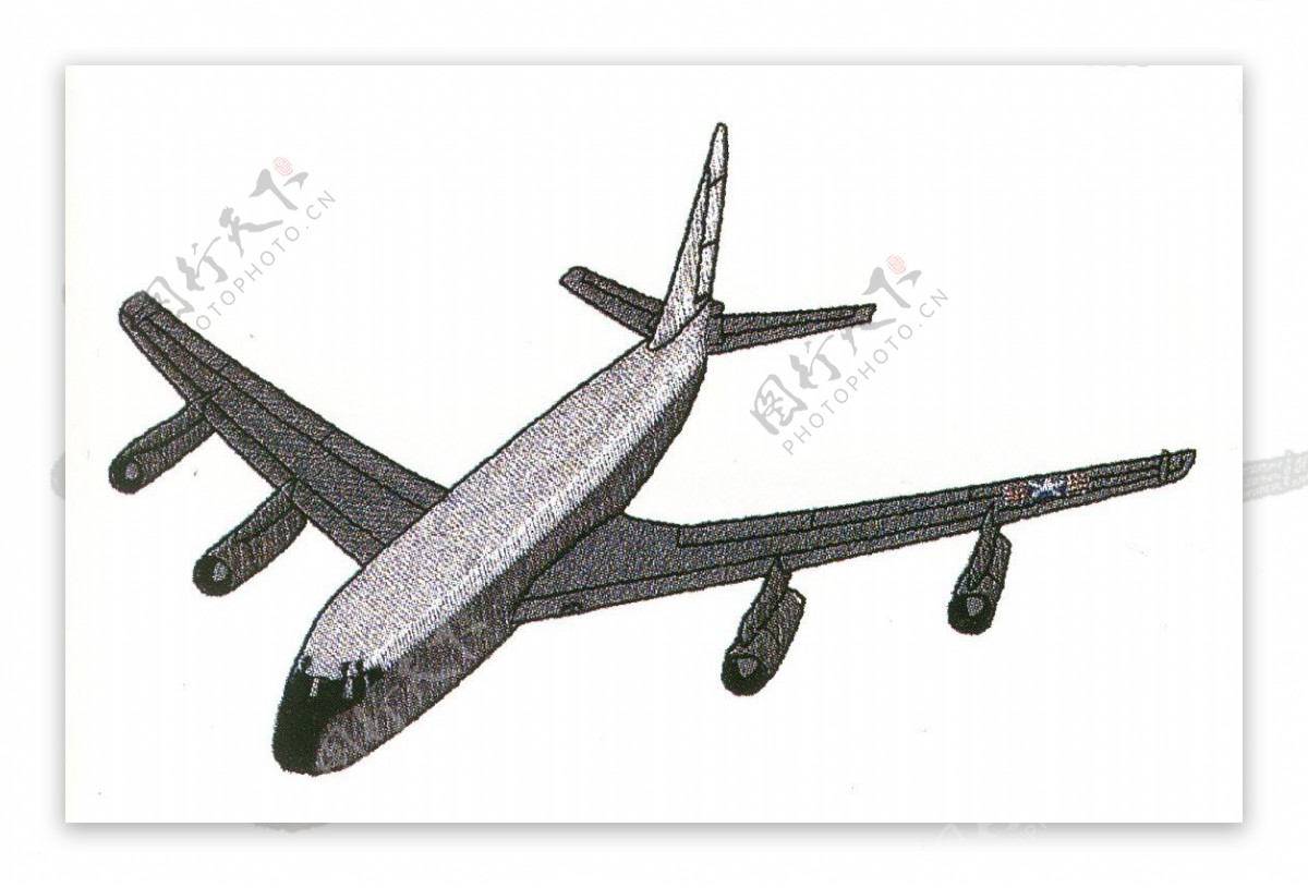 绣花色彩灰色交通工具飞机免费素材