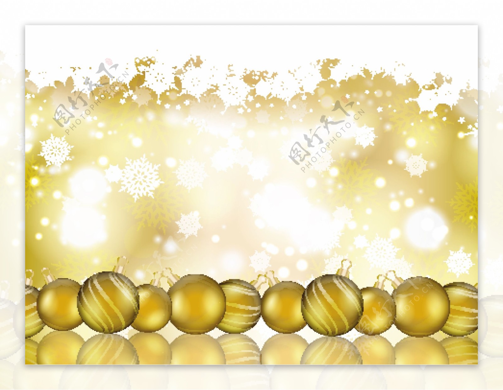 背景虚化的背景与金色的装饰品的圣诞