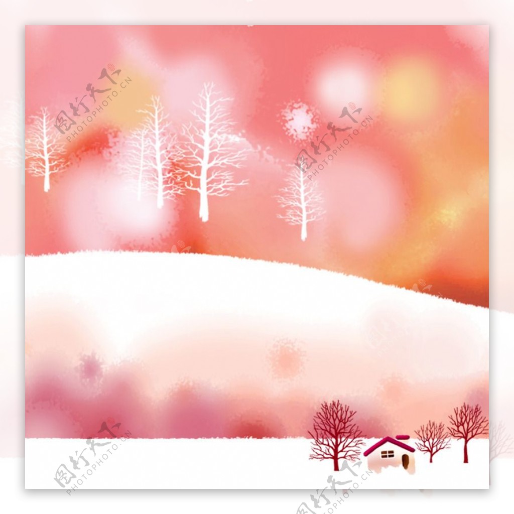 粉色梦幻手绘树背景